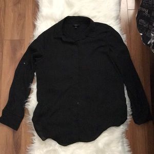 Black button-up, collared blouse